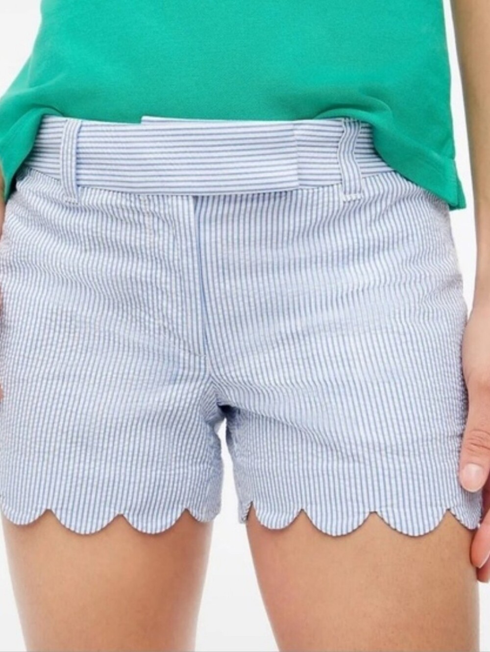 J. Crew Factory Women's 12 Seersucker Scalloped Shorts